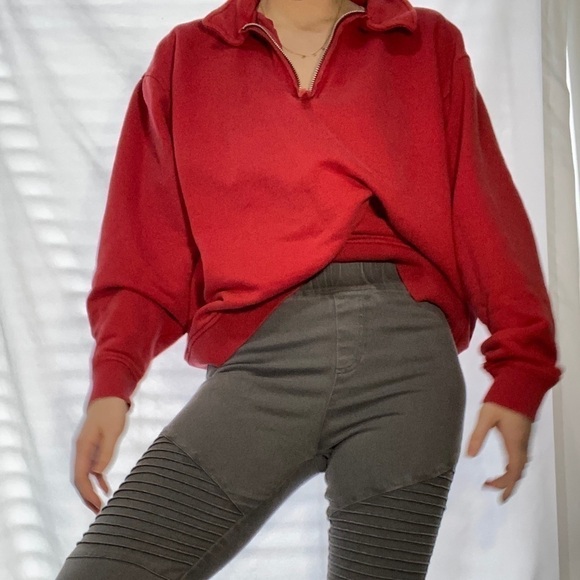 GAP Vintage 1980s Women’s Red Halfway Zip Collared Pullover in Size Large - Picture 10 of 16